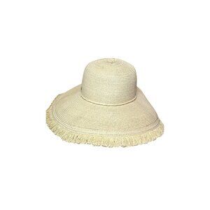 Sun N Sand Women's Beach Gardening Wide Brim Straw Sun Hat Fringe Edge & Bow Tie